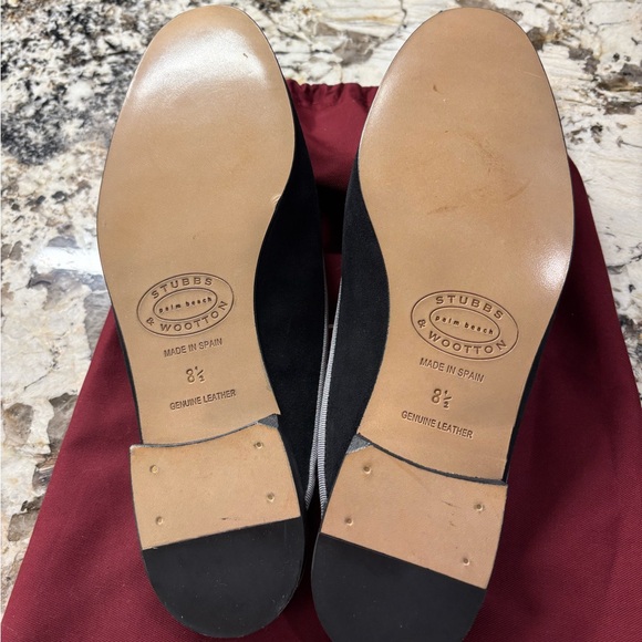 Stubbs & Wootton Black and Silver Embroidered suede Mules 8.5 - Picture 2 of 2